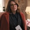 Close-up of Cinda Canning Only Murders in the Building S02 E06 Brown Wool Coat