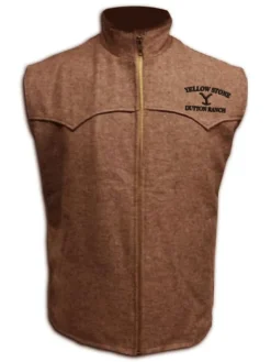 Series Yellowstone Season 03 Dutton Ranch Brown Wool Vest front view