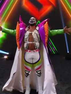 Seth Rollins Colorblock Satin Entrance Coat featuring lapel collar and open closure design