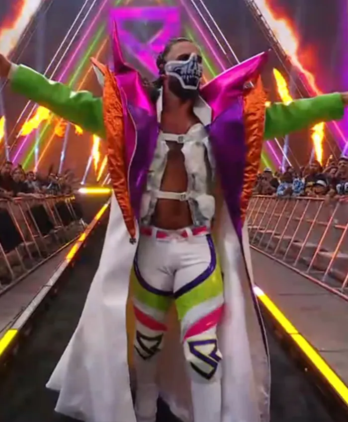Seth Rollins SummerSlam 2026 Minnesota Colorblock Satin Entrance Coat front view
