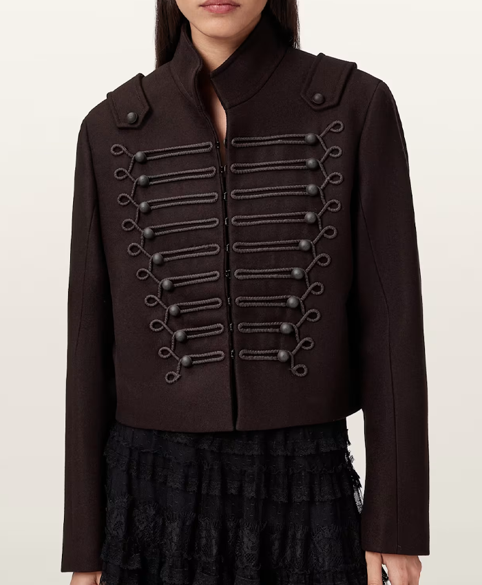 Shop All Saints Rummy Cropped Wool Blend Military Napoleon Jacket For Women