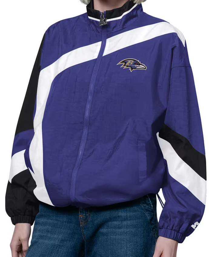 Shop Baltimore Ravens Starter Purple Black Vintage Windbreaker Jacket For Women's