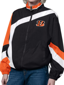 Shop Cincinnati Bengals Starter Black Orange Vintage Windbreaker Jacket For Women's