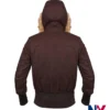 Shop Deals On Hollister Women’s Peyton Brown Twill Hooded Fur Jackets back view