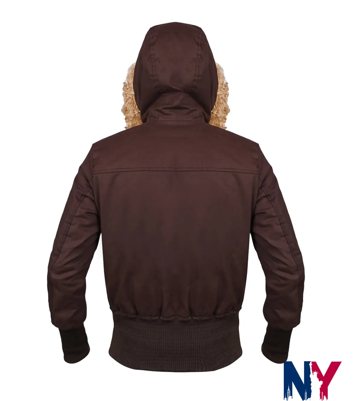 Shop Deals On Hollister Women’s Peyton Brown Twill Hooded Fur Jackets back view