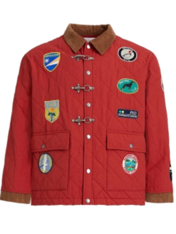 Shop Found Quilt Patch Red Cotton Jacket For Men And Women