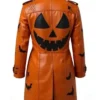 Shop-Halloween-Jack-O-Lantern-Bat-Spiderweb-Pumpkin-Orange-Leather-Trench-Coat-On-Sale