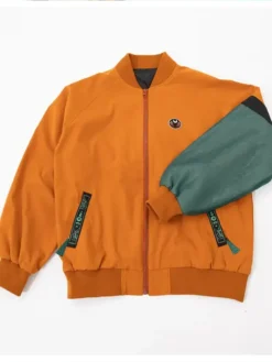 Shop Melinoë Model Hades II Blouson Orange Bomber Jacket Front View