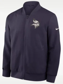 Shop Men's NFL Minnesota Vikings Rivalries Sideline Nike Full-Zip Up Bomber Jacket For Sale