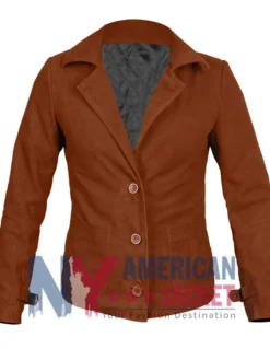 Shop Minka Kelly Ransom Canyon 2026 Quinn O’Grady Tan Suede Leather Jacket For Women's