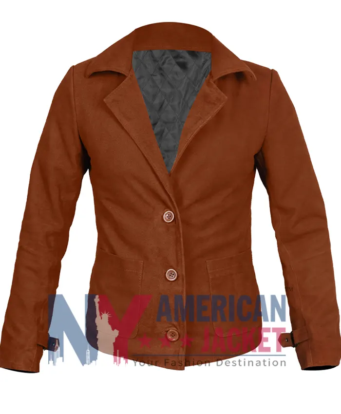 Shop Minka Kelly Ransom Canyon 2026 Quinn O’Grady Tan Suede Leather Jacket For Women's