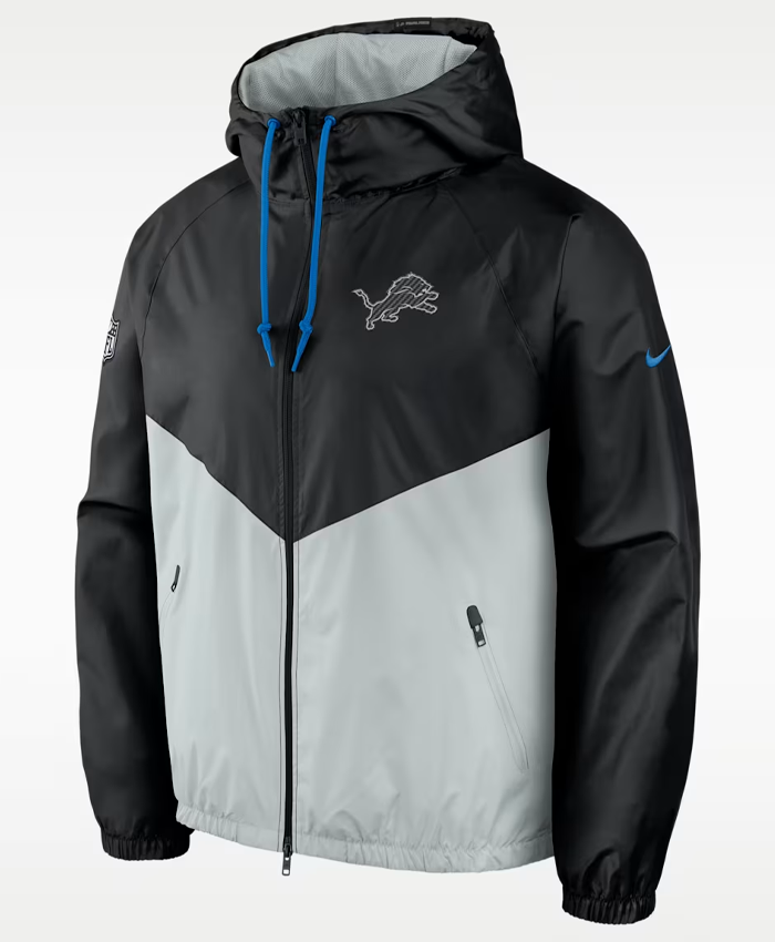 Shop NFL Detroit Lions Nike Rivalries Hooded Windrunner Full Zip Up Jacket For Sale