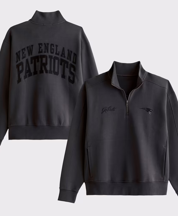 Shop New England Patriots Abercrombie Fitch Black YPB neoKNIT MAX Half-Zip Top For Sale
