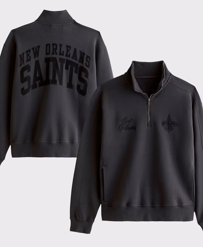 Shop New Orleans Saints Abercrombie Fitch Black YPB neoKNIT MAX Half-Zip Top For Sale