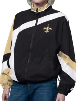 Shop New Orleans Saints Starter Black Gold Vintage Windbreaker Jacket For Women's