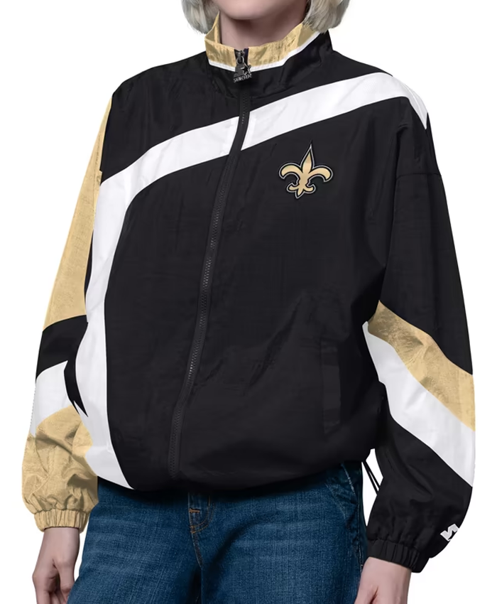 Shop New Orleans Saints Starter Black Gold Vintage Windbreaker Jacket For Women's