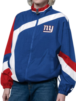 Shop New York Giants Starter Royal Blue Red Vintage Windbreaker Jacket For Women's