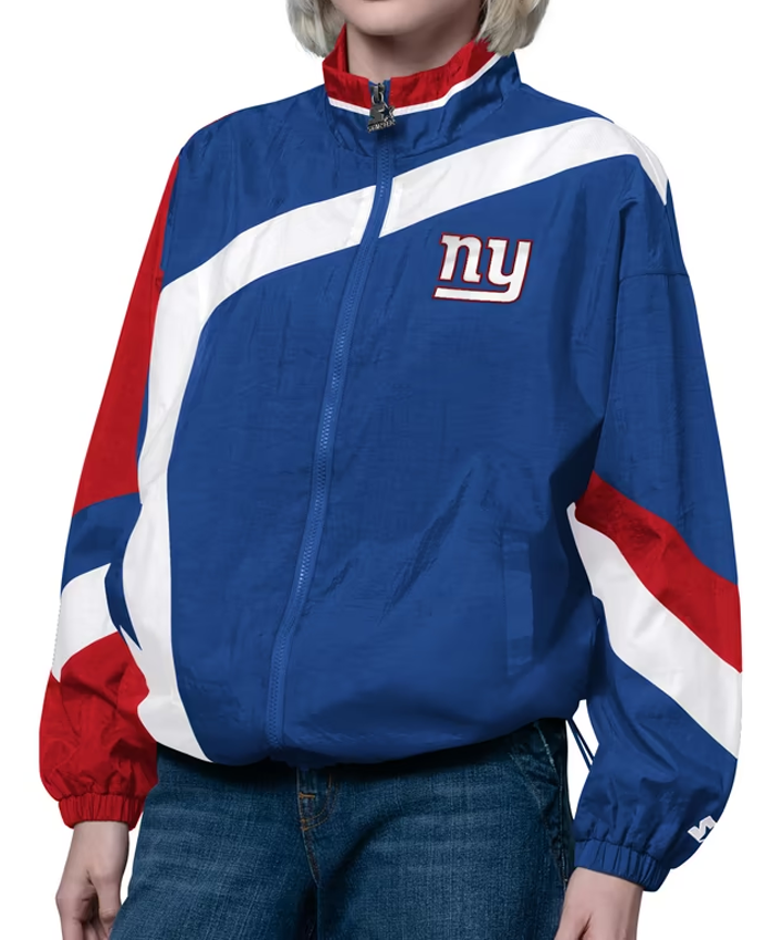 Shop New York Giants Starter Royal Blue Red Vintage Windbreaker Jacket For Women's