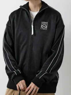 Shop Norway Soccer Player Erling Haaland Loewe Black Fleece Tracksuit front view