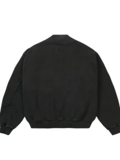 Shop Now Palace Pigment College Black Fleece Bomber Jacket back view