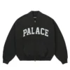 Shop Now Palace Pigment College Fleece Black Bomber Jacket front view