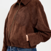Shop Old Navy Full-Zip Brown Suede Leather Harrington Jacket For Women
