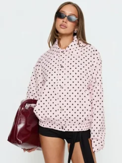 Shop Princess Polly Women's Swayer Oversized Jacket Pink Polka Dot For Sale