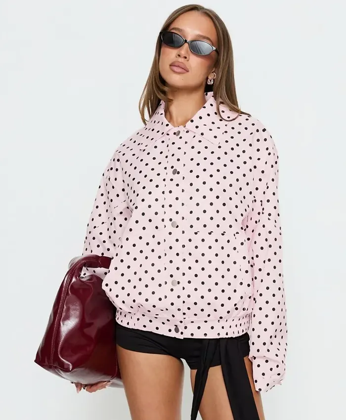Shop Princess Polly Women's Swayer Oversized Jacket Pink Polka Dot For Sale