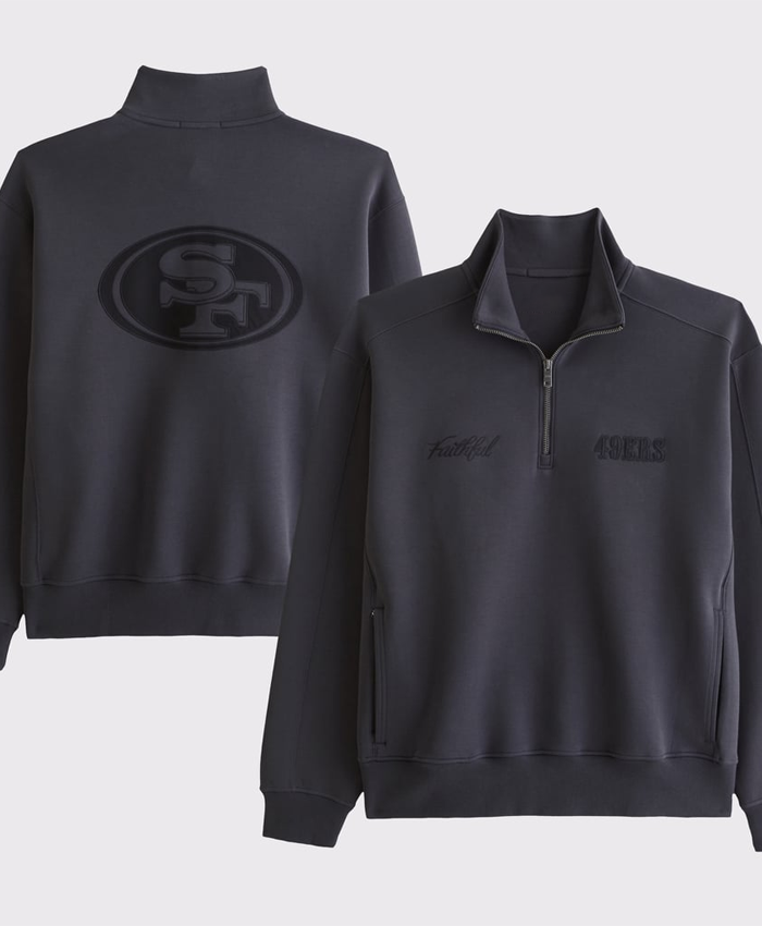 Shop San Francisco Abercrombie Fitch Black YPB neoKNIT MAX Half-Zip Top For Sale