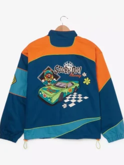 Get Scooby Doo Mystery Blue and Orange Moto Racing Jacket Sale For Men and Women
