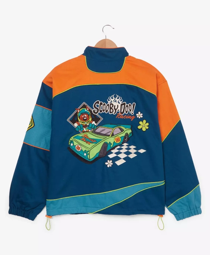 Get Scooby Doo Mystery Blue and Orange Moto Racing Jacket Sale For Men and Women