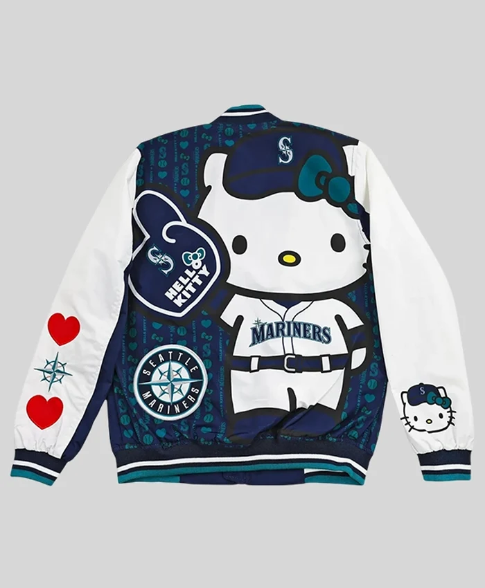 Shop-Seattle-Mariners-Hello-Kitty-Navy-and-White-Satin-Bomber-Jacket-For-Men-and-Women