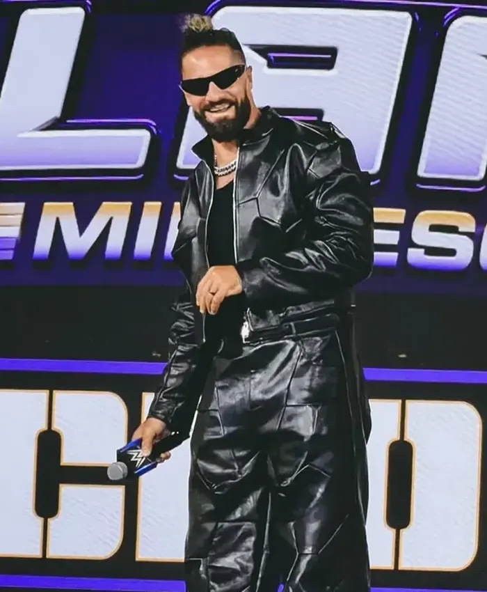 Shop Seth Rollins WWE SummerSlam 2026 Minnesota Black Leather Jacket side view