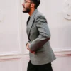 Shop The PFA Awards Rayan Cherki Grey Wool Blazer For Sale