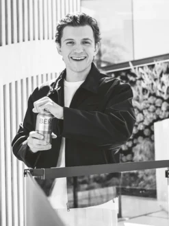 Shop Tom Holland Aston Martin Black Satin Workwear Varsity Jacket front view