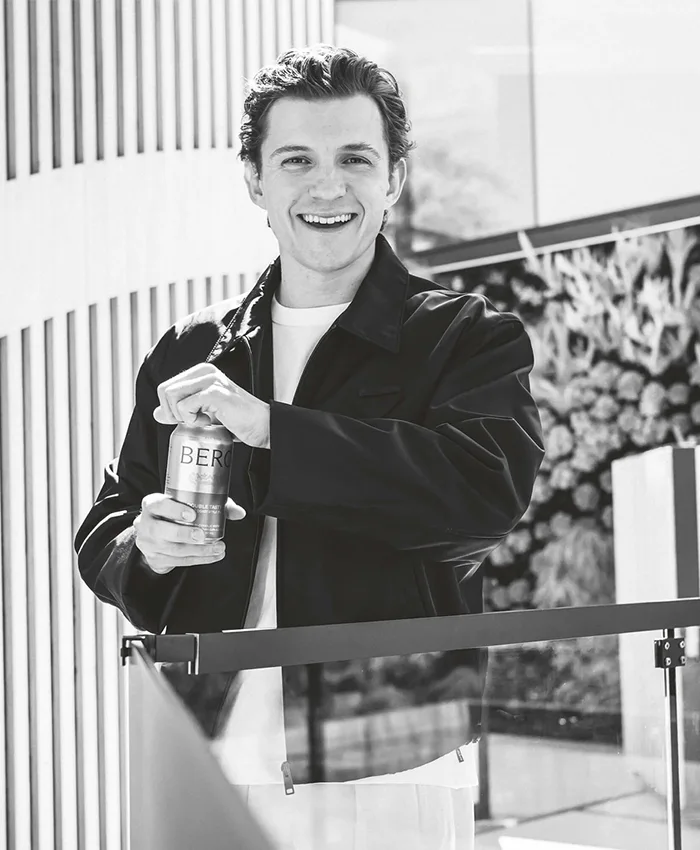 Shop Tom Holland Aston Martin Black Satin Workwear Varsity Jacket front view