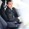 Shop Tom Holland Aston Martin Black Satin Workwear Varsity Jacket side view