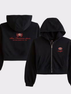 Shop Women’s Abercrombie Fitch Black San Francisco YPB On The Go 6AM Full-Zip Hoodie