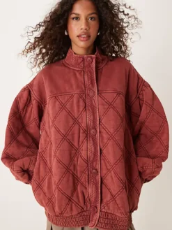 Shop Women's Free People Juno Quilted Cotton Jacket In Burgundy