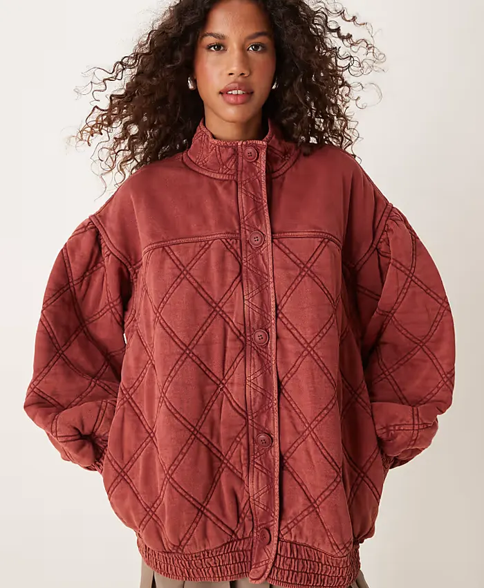Shop Women's Free People Juno Quilted Cotton Jacket In Burgundy
