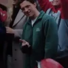 Side View of Tom Holland Movie Spider-Man Brand New Day Green Wool Jacket