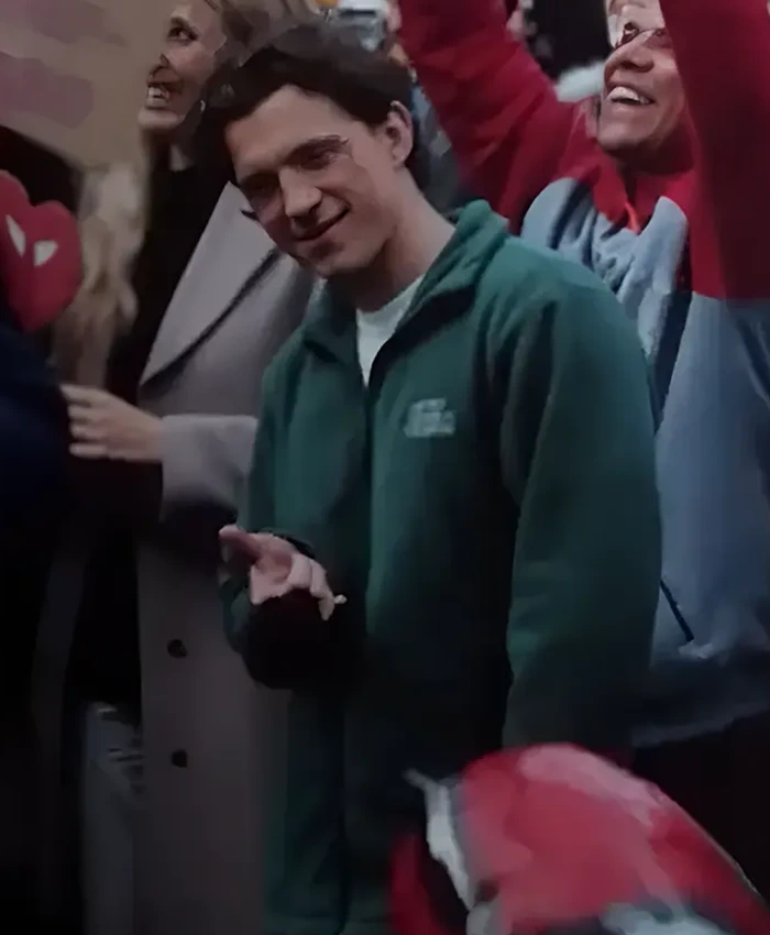 Side View of Tom Holland Movie Spider-Man Brand New Day Green Wool Jacket