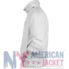 Snowfall Franklin Saint White Bomber Jacket featuring rib-knitted cuffs, full sleeves, and modern design