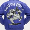 Southpole Midnight Riot Leather Varsity Jacket Royal