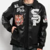 Southpole Stud Tiger Black Bomber Jacket For Men