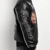 Southpole Stud Tiger Black Leather Bomber Jacket Side View