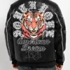 Southpole Stud Tiger Logo Black Leather Jacket
