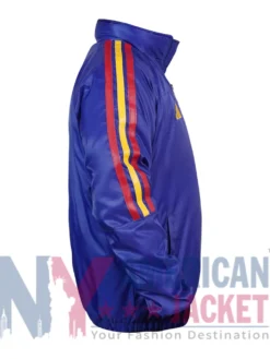 Spain World Cup 2026 Metallic Blue Track Jacket with parachute fabric and elastic cuffs