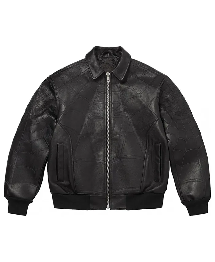 Spider-Man Brand New Day Black Sheepskin Leather Cosplay Jacket with Classic Collar and YKK Zipper