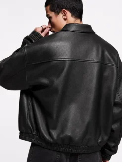 Spider-Man Inspired Black And Red Halloween Oversized Leather Jacket back view
